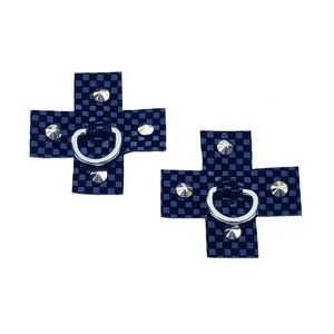 Vinyl and Velour Checkered Pattern Pasties X Cross